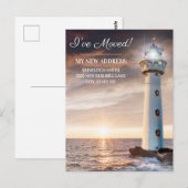 Adreswijziging Vuurtoren Kust Zonsondergang Briefkaart (Voorkant / Achterkant)