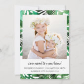 Adreswijziging Waterverf Green Leaves Foto Aankondiging (Voorkant)