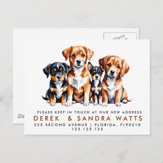 adreswijziging We hebben aankondigingshonden verpl Aankondigingskaart (Voorkant / Achterkant)