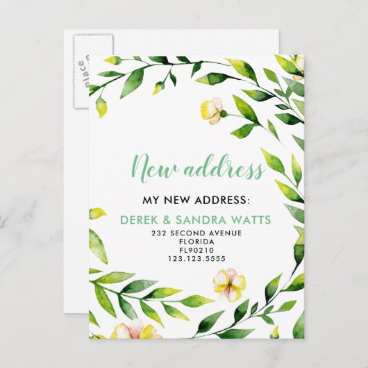 Adreswijziging We hebben botanische gegevens verpl Aankondigingskaart (Voorkant / Achterkant)