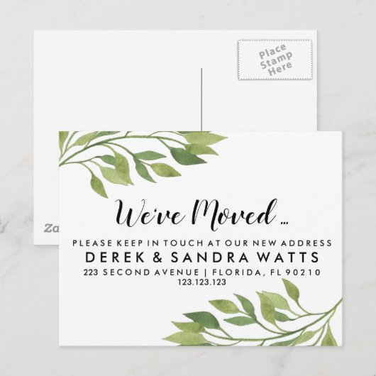 Adreswijziging We hebben botanische gegevens verpl Aankondigingskaart (Voorkant / Achterkant)