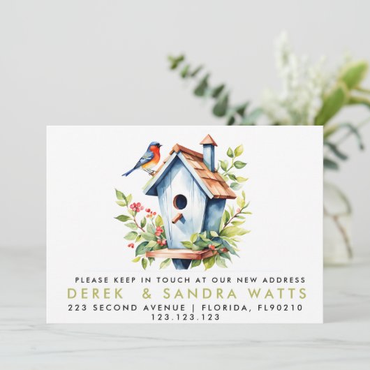 Adreswijziging We hebben de aankondiging Bird verp (Staand voorkant)