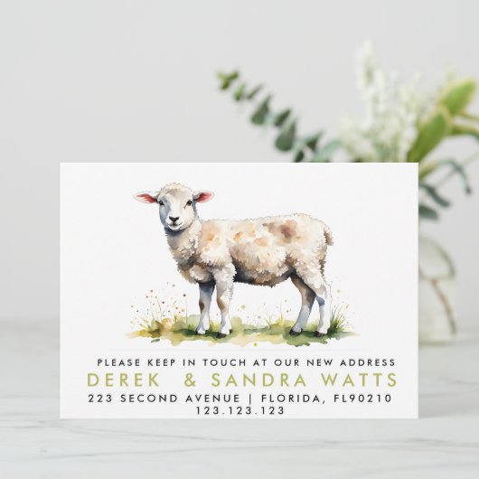 Adreswijziging We hebben de aankondiging Lamb verp (Staand voorkant)