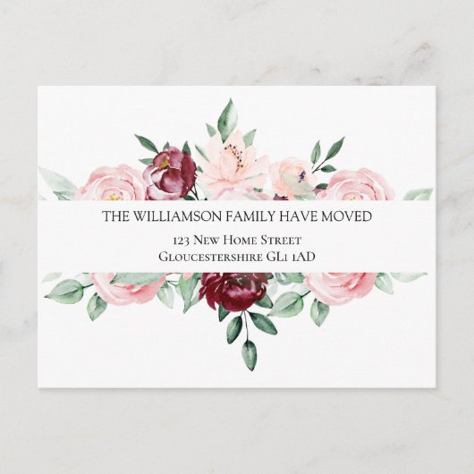 Adreswijziging We hebben Elegant Floral verplaatst Aankondigingskaart (Voorkant)