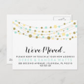 Adreswijziging we hebben goud glitter blauw verpla aankondigingskaart (Voorkant / Achterkant)