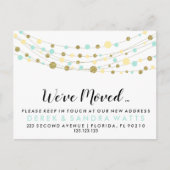Adreswijziging we hebben goud glitter blauw verpla aankondigingskaart (Voorkant)