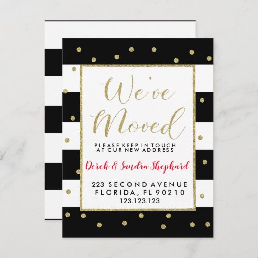 Adreswijziging We hebben goud verplaatst Nieuwjaar Aankondigingskaart (Voorkant / Achterkant)