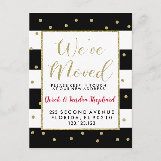 Adreswijziging We hebben goud verplaatst Nieuwjaar Aankondigingskaart (Voorkant)