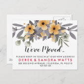 Adreswijziging We hebben grijze en gele bloemen ve Aankondigingskaart (Voorkant / Achterkant)