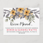 Adreswijziging We hebben grijze en gele bloemen ve Aankondigingskaart (Voorkant)