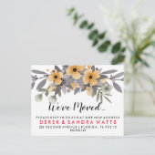 Adreswijziging We hebben grijze en gele bloemen ve Aankondigingskaart (Staand voorkant)