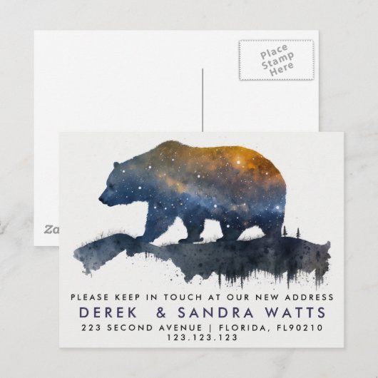 adreswijziging we hebben het beer van de aankondig aankondigingskaart (Voorkant / Achterkant)