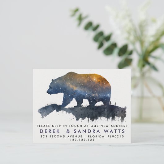 adreswijziging we hebben het beer van de aankondig aankondigingskaart (Staand voorkant)