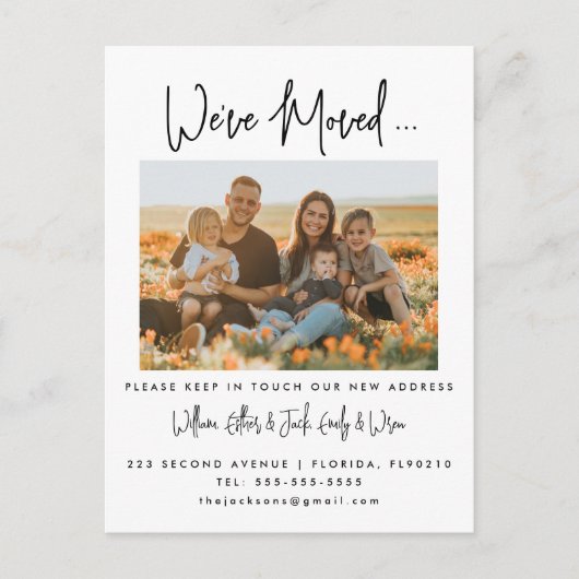 Adreswijziging we hebben huisfoto verplaatst aankondigingskaart (Voorkant)