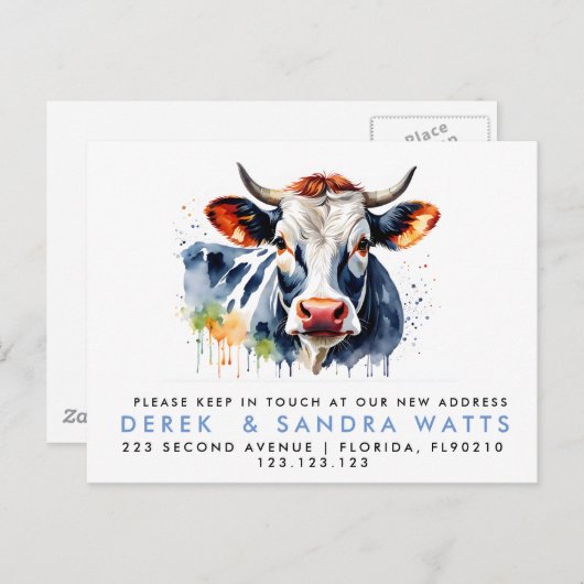 Adreswijziging We hebben koe voor bekendmaking ver Aankondigingskaart (Voorkant / Achterkant)