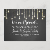 Adreswijziging We hebben krijtbordlampjes verplaat Aankondigingskaart (Voorkant)