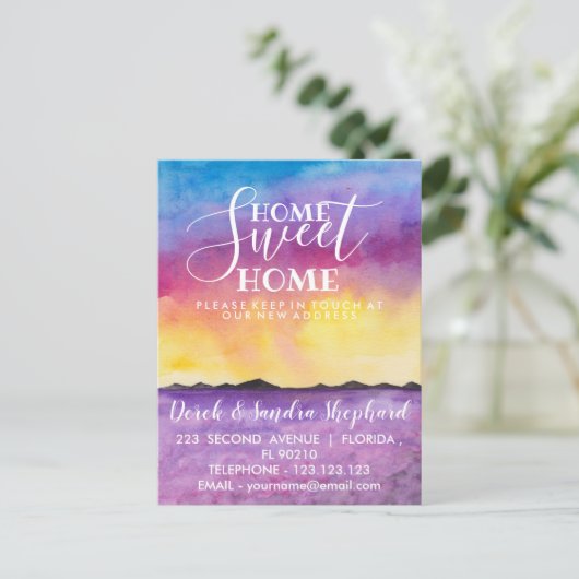 Adreswijziging We hebben lavendelvelden verplaatst Aankondigingskaart (Staand voorkant)