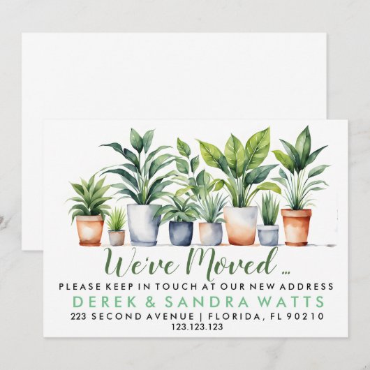 Adreswijziging We hebben plant potten verplaatst Kaart (Voorkant / Achterkant)