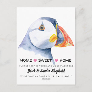 Adreswijziging we hebben puffin verplaatst aankondigingskaart