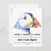 Adreswijziging we hebben puffin verplaatst aankondigingskaart (Voorkant / Achterkant)