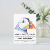 Adreswijziging we hebben puffin verplaatst aankondigingskaart (Staand voorkant)