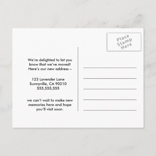 Adreswijziging We hebben roze rozen verplaatst Aankondigingskaart (Achterkant)