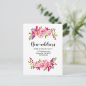 Adreswijziging We hebben roze rozen verplaatst Aankondigingskaart (Staand voorkant)