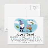 Adreswijziging we hebben verhuisd huis tuin gnoom aankondigingskaart (Voorkant / Achterkant)