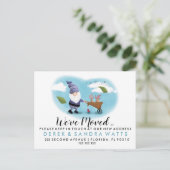 Adreswijziging we hebben verhuisd huis tuin gnoom aankondigingskaart (Staand voorkant)