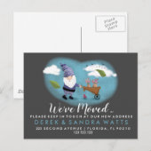 Adreswijziging we hebben verhuisd huis tuin gnoom aankondigingskaart (Voorkant / Achterkant)