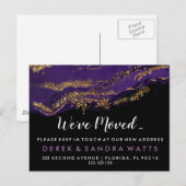 Adreswijziging we zijn verhuisd huis paarse aankondigingskaart (Voorkant / Achterkant)