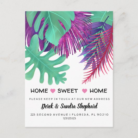 Adreswijziging we zijn verhuisd tropisch aankondigingskaart (Voorkant)