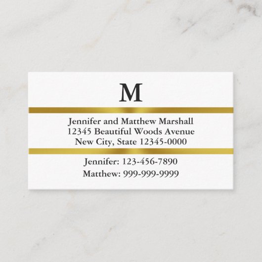 Adreswijziging Wit Goud & Zwart Monogram Informatiekaartje (Voorkant)