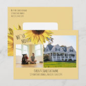 Adreswijziging Zonnebloem met fotoaankondiging Aankondigingskaart (Voorkant / Achterkant)