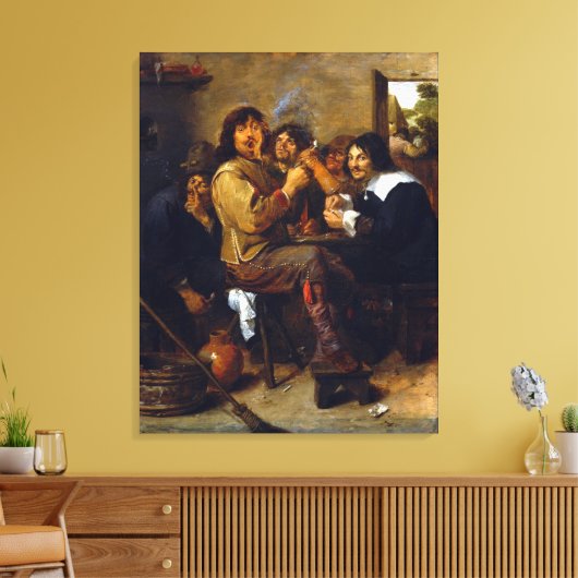Adriaen Brouwer The Smokers Canvas Afdruk (Insitu (Woonkamer))