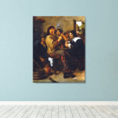 Adriaen Brouwer The Smokers Canvas Afdruk (Insitu (Houten vloer))