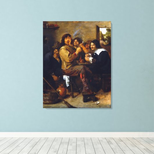 Adriaen Brouwer The Smokers Canvas Afdruk (Insitu (Houten vloer))