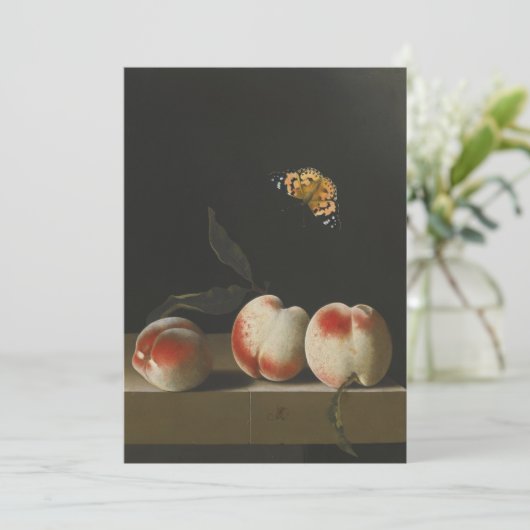 Adriaen Coorte - Nog steeds leven er drie perziken Kaart (Staand voorkant)