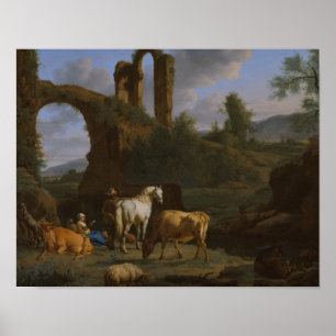 Adriaen van de Velde - Pastoral Landscape Poster