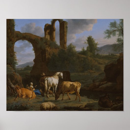 Adriaen van de Velde - Pastoral Landscape Poster (Voorkant)