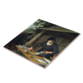 Adriaen van Ostade - De visvrouw Tegeltje (Zijkant)