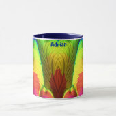 ADRIAN ~ 3D Fractal ~ Pink, Yellow Red en Blue Mok (Midden)