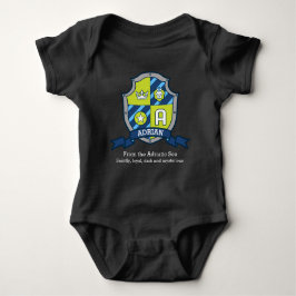 Adrian boys A name & betekenend knights shield Romper