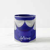 ADRIAN ~ Glanzend 3D Glanzend Blauw Wit ~ Mok (Midden)