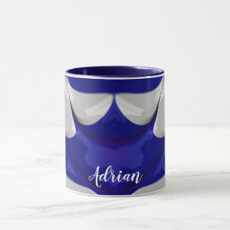 ADRIAN ~ Glanzend 3D Glanzend Blauw Wit ~ Mok