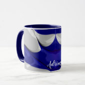ADRIAN ~ Glanzend 3D Glanzend Blauw Wit ~ Mok (Voorkant links)