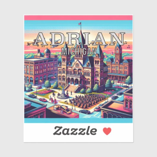 Adrian Michigan 3 inch Vinyl Sticker (Vel)