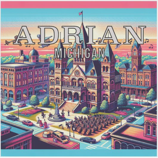 Adrian Michigan 3 inch Vinyl Sticker (Voorkant)