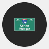 Adrian Michigan Mi Interstate Highway Vacation Sou Ronde Sticker (Voorkant)