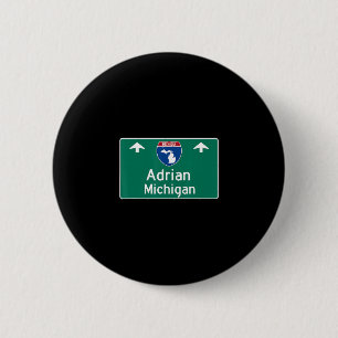Adrian Michigan Mi Interstate Highway Vakantie Sou Ronde Button 5,7 Cm